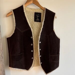 Vintage Genuine suede Leather and Shearling Vest